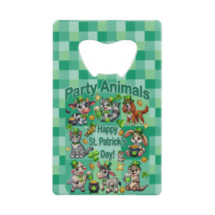 St. Patrick's Day Leuke en Schattige "Party Animal Creditkaart Flessenopener