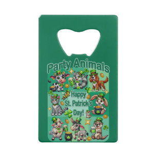 St. Patrick's Day Leuke en Schattige "Party Animal Creditkaart Flessenopener