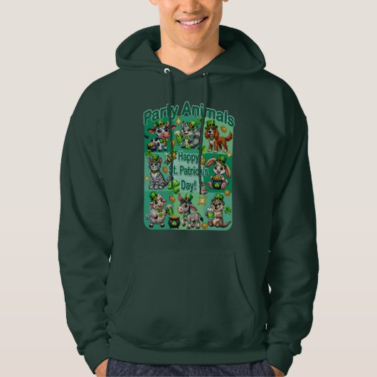 St. Patrick's Day Leuke en Schattige "Party Animal Hoodie (Voorkant)
