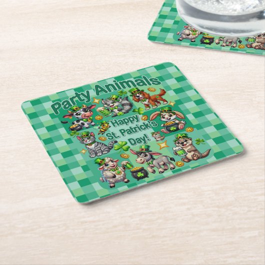 St. Patrick's Day Leuke en Schattige "Party Animal Kartonnen Onderzetters (Schuin)