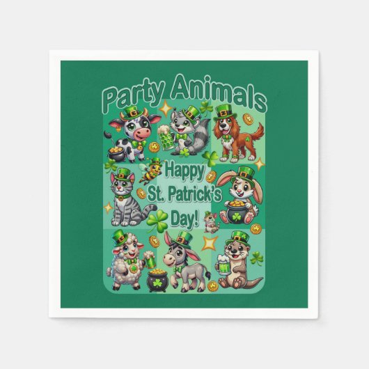 St. Patrick's Day Leuke en Schattige "Party Animal Servet (Voorkant)