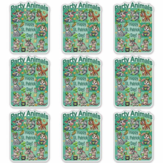 St. Patrick's Day Leuke en Schattige "Party Animal Sticker (Voorkant)
