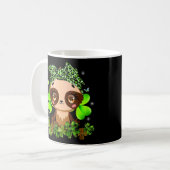 St Patrick's Day Leuke Sloth Kinder Groene Shamroc Koffiemok (Voorkant links)