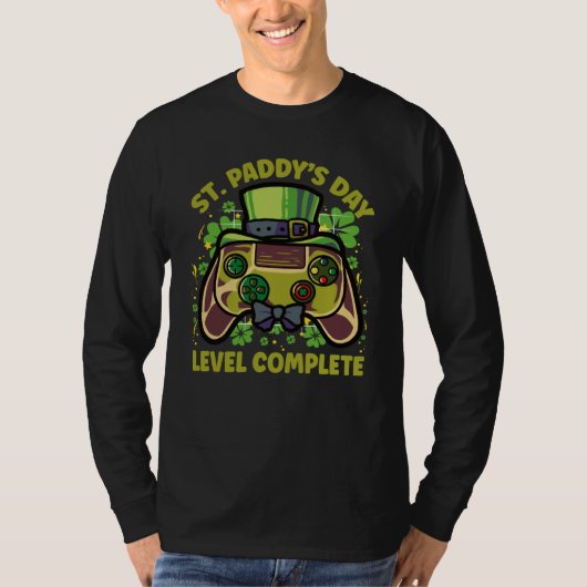 St Patricks Day Level Complete Gamer Video Game Co T-shirt (Voorkant)