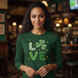 St. Patrick's Day LIEFDE Groen Gemengde Patronen K T-shirt