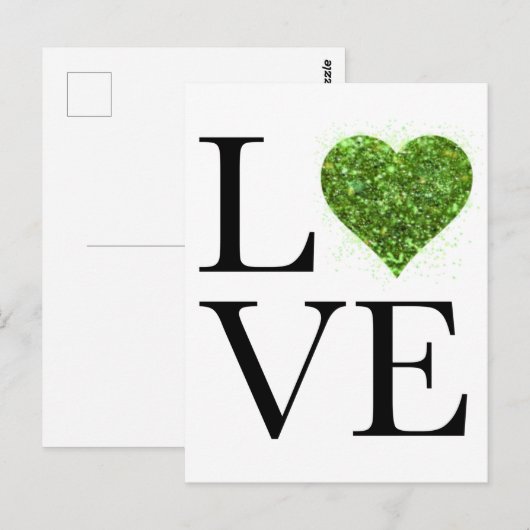 St. Patrick's day | Liefde | Groen glitterhart Briefkaart (Voorkant / Achterkant)