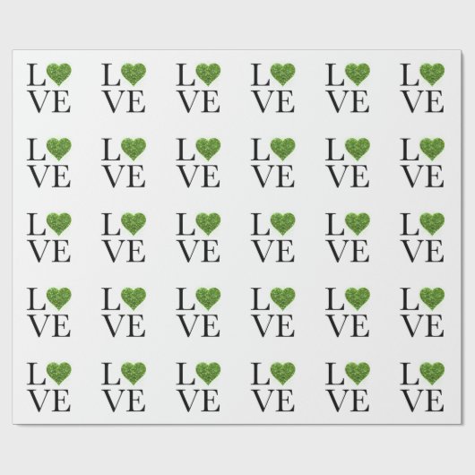 St. Patrick's day | Liefde | Groen glitterhart Cadeaupapier (Vlak)