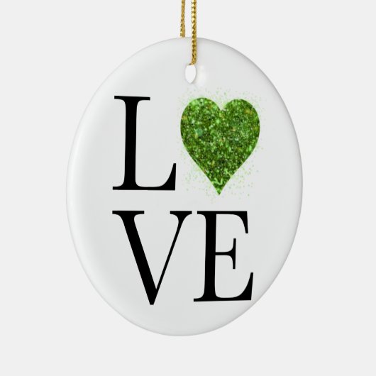 St. Patrick's day | Liefde | Groen glitterhart Keramisch Ornament (Rechts)