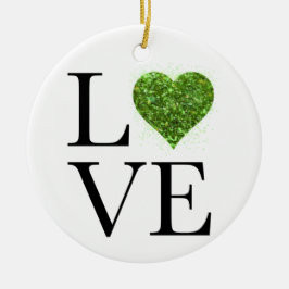 St. Patrick's day | Liefde | Groen glitterhart Keramisch Ornament