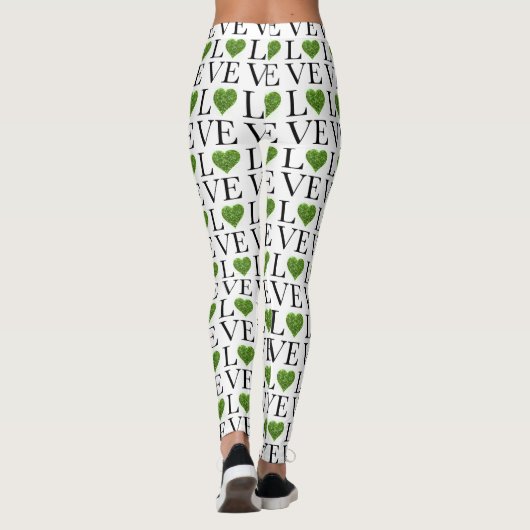 St. Patrick's day | Liefde | Groen glitterhart Leggings (Achterkant)