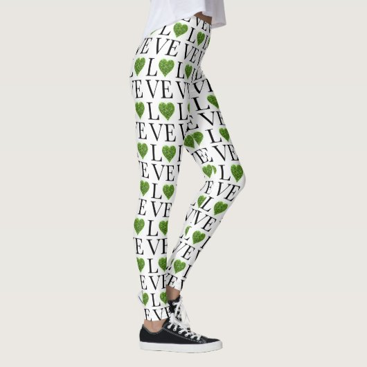 St. Patrick's day | Liefde | Groen glitterhart Leggings (Rechts)