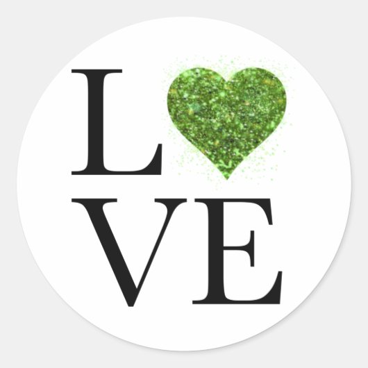 St. Patrick's day | Liefde | Groen glitterhart Ronde Sticker (Voorkant)