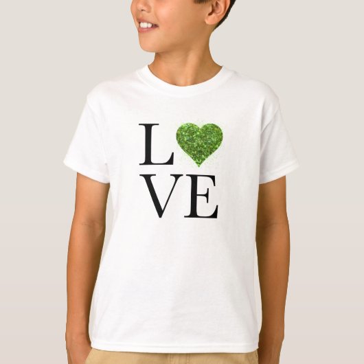 St. Patrick's day | Liefde | Groen glitterhart T-shirt (Voorkant)