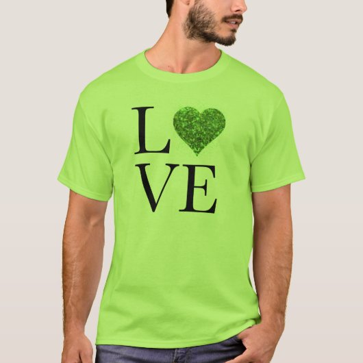 St. Patrick's day | Liefde | Groen glitterhart T-shirt (Voorkant)