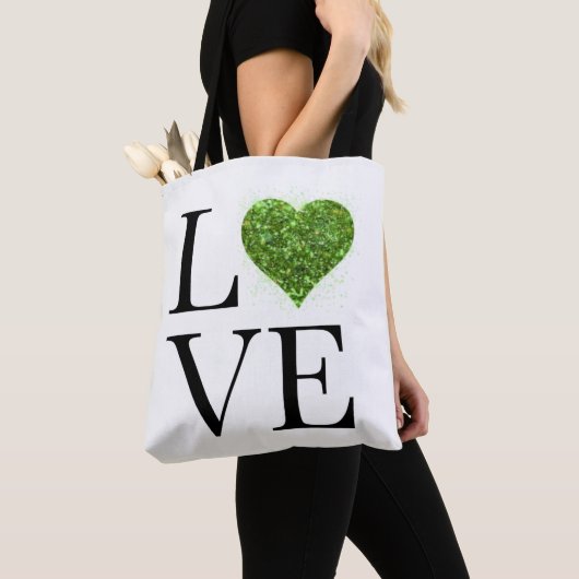 St. Patrick's day | Liefde | Groen glitterhart Tote Bag (Dichtbij)