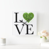 St. Patrick's day | Liefde | Groen glitterhart Vierkante Klok (Huis)