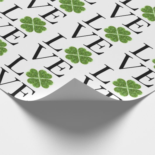 St. Patrick's day | Liefde | groene glitter shamro Cadeaupapier (Hoek)