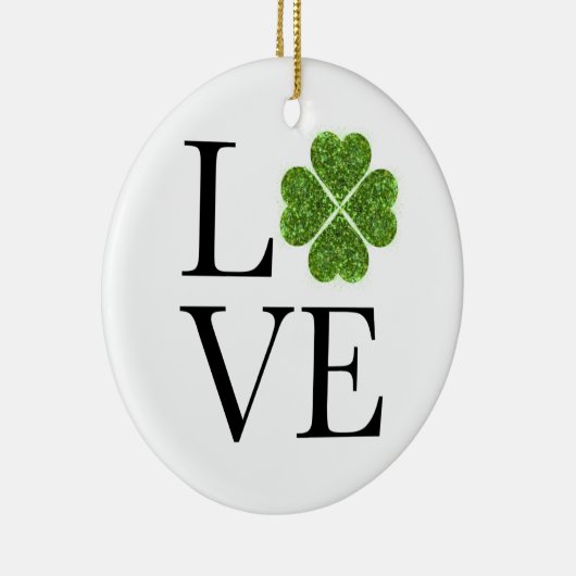St. Patrick's day | Liefde | groene glitter shamro Keramisch Ornament (Rechts)