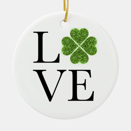 St. Patrick's day | Liefde | groene glitter shamro Keramisch Ornament (Voorkant)