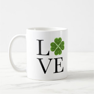 St. Patrick's day   Liefde   groene glitter shamro Koffiemok