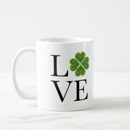 St. Patrick's day | Liefde | groene glitter shamro Koffiemok (Links)