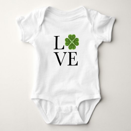 St. Patrick's day | Liefde | groene glitter shamro Romper (Voorkant)