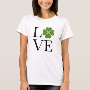St. Patrick's day Liefde groene glitter shamro T-shirt