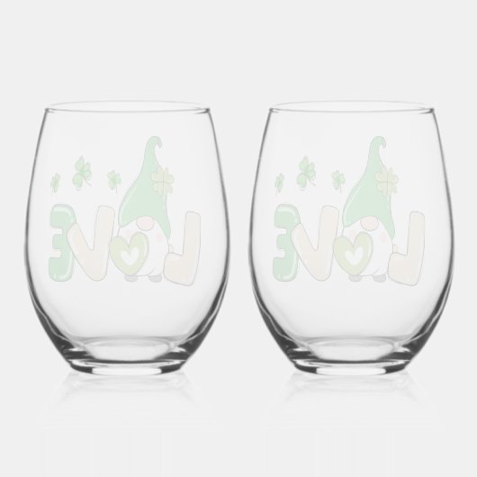 St. Patrick's Day Liefdeskabouter Wijnglas Zonder Voet (Achterkant)