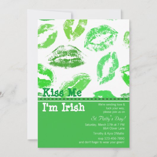 St. Patrick's Day Lips Invitation Kaart (Voorkant)