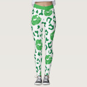 St. Patrick's Day Lips Kiss Green Shamrock Clover Leggings (Voorkant)