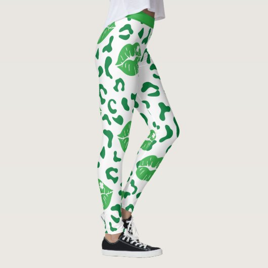 St. Patrick's Day Lips Kiss Green Shamrock Clover Leggings (Rechts)