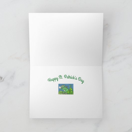 ST. PATRICK'S DAY LITTLE IRISH DRAGON FANTASY FEESTDAGEN KAART (Binnen)