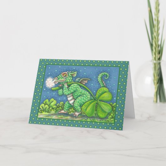 ST. PATRICK'S DAY LITTLE IRISH DRAGON FANTASY FEESTDAGEN KAART (Voorkant)