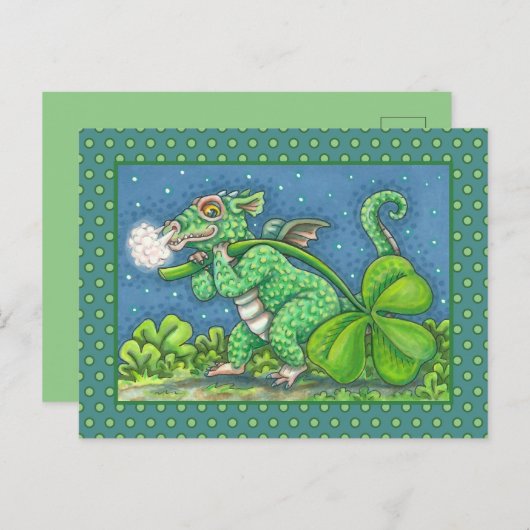 ST. PATRICK'S DAY LITTLE IRISH DRAGON FANTASY FEESTDAGENKAART (Voorkant / Achterkant)