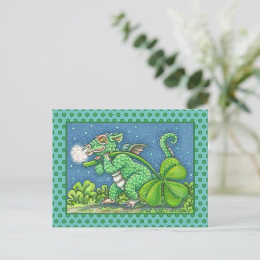 ST. PATRICK'S DAY LITTLE IRISH DRAGON FANTASY FEESTDAGENKAART (Staand voorkant)