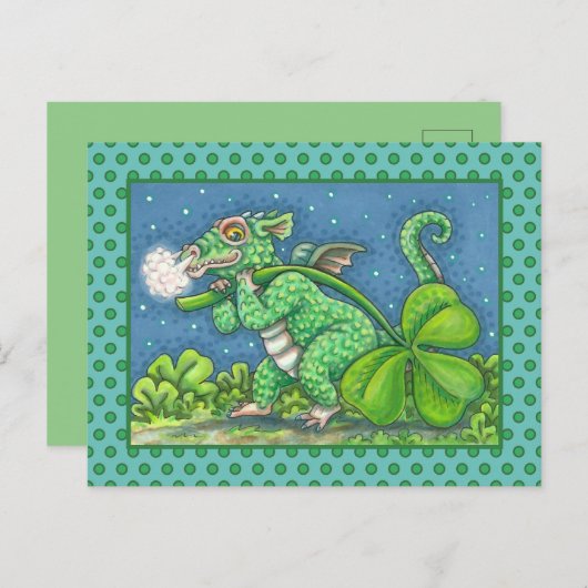 ST. PATRICK'S DAY LITTLE IRISH DRAGON FANTASY FEESTDAGENKAART (Voorkant / Achterkant)
