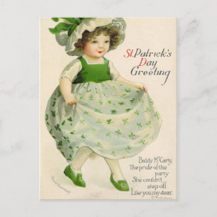 St Patrick's Day Little Irish Girl Feestdagenkaart