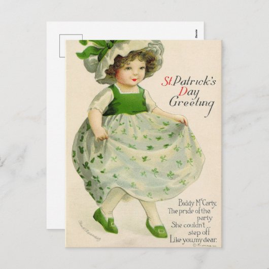 St Patrick's Day Little Irish Girl Feestdagenkaart (Voorkant / Achterkant)