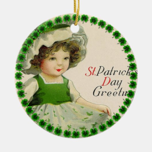 St Patrick's Day Little Irish Girl Keramisch Ornament (Voorkant)