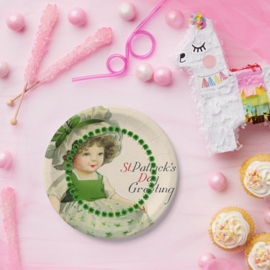 St Patrick's Day Little Irish Girl Papieren Bordje (Feest)