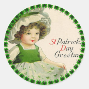 St Patrick's Day Little Irish Girl Ronde Sticker