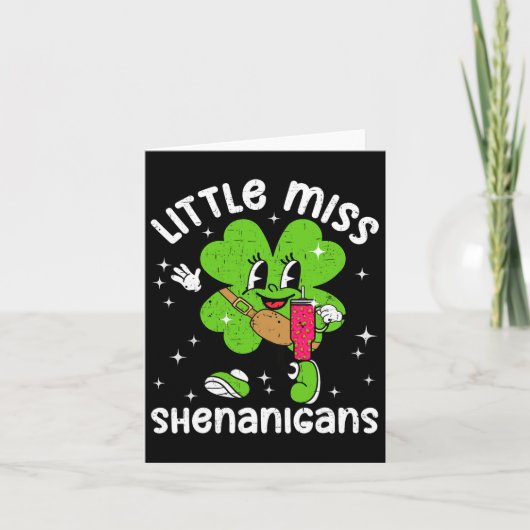 St Patricks Day Little Miss Shenanigans Shamrock G Kaart (Voorkant)