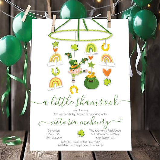 St. Patrick's Day Little Shamrock Baby shower Kaart