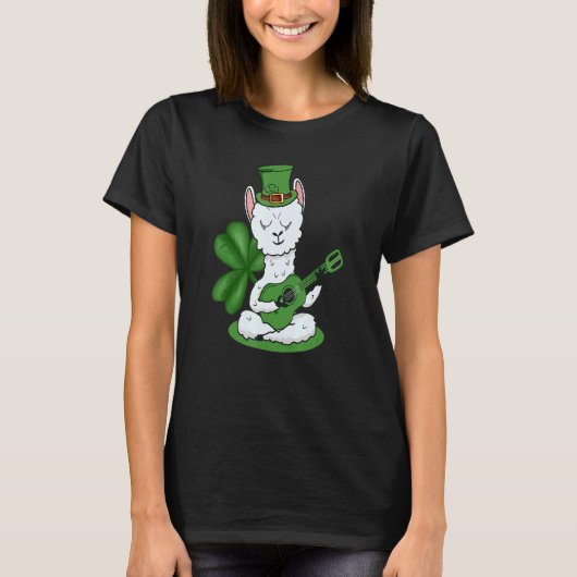 St Patricks Day Llama die gitaar relaxen T-shirt (Voorkant)