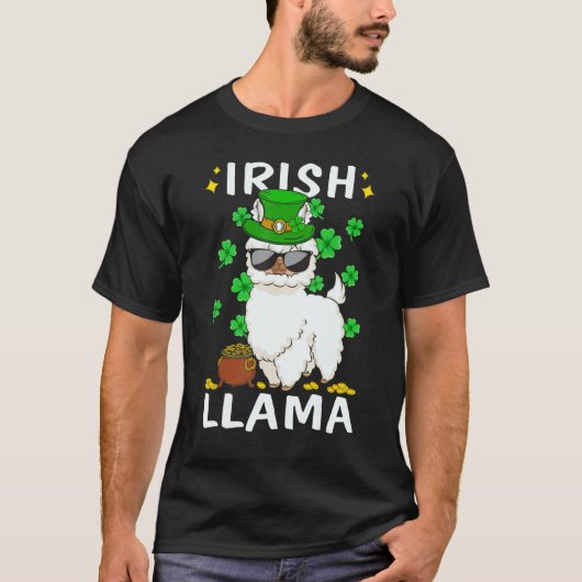 St Patricks Day Llama Irish Llama Shamrock Funny T-shirt (Voorkant)