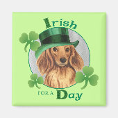 St. Patrick's Day Longhaire Dachshund Magneet (Voorkant)