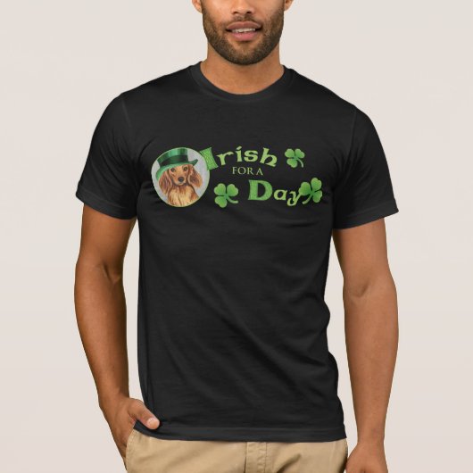 St. Patrick's Day Longhaire Dachshund T-shirt (Voorkant)