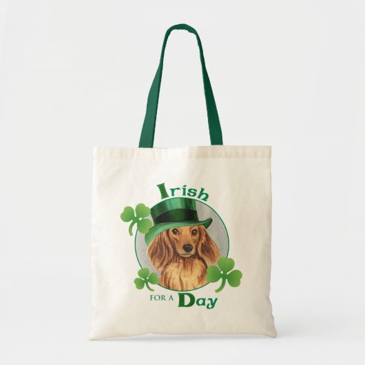 St. Patrick's Day Longhaire Dachshund Tote Bag (Voorkant)