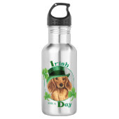St. Patrick's Day Longhaire Dachshund Waterfles (Voorkant)