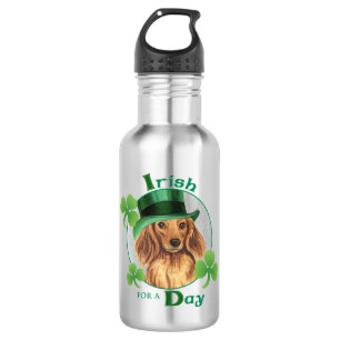 St. Patrick's Day Longhaire Dachshund Waterfles
